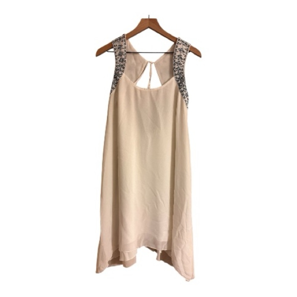 BCBGeneration White Sleeveless Dress with Black Embroidery